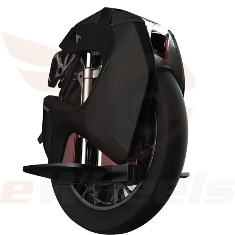 King Song S18 Suspension Electric Unicycle. Black, Front Oblique Right