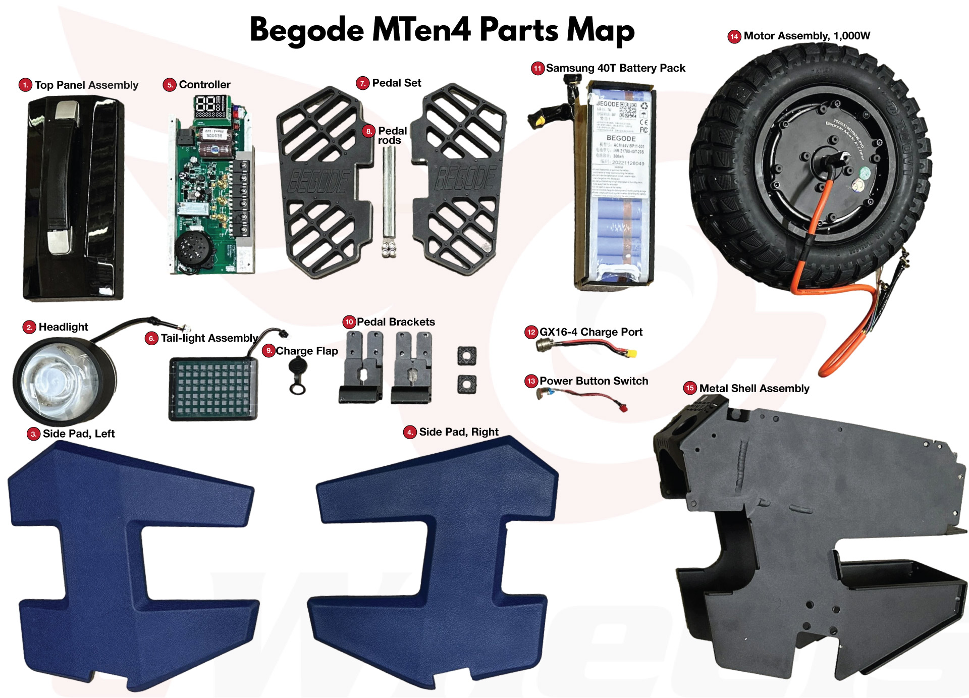 Begode MTen4 Parts Map