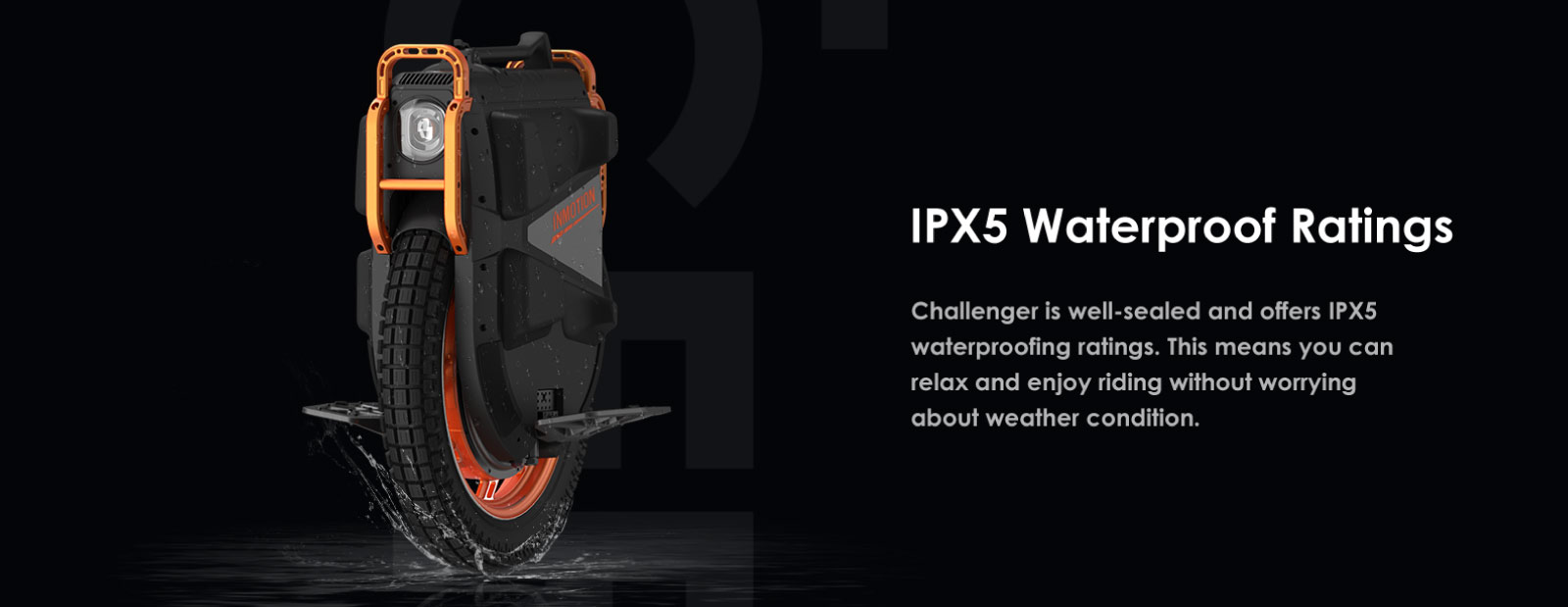 Inmotion V13 Brochure, IPX5 weather-protection